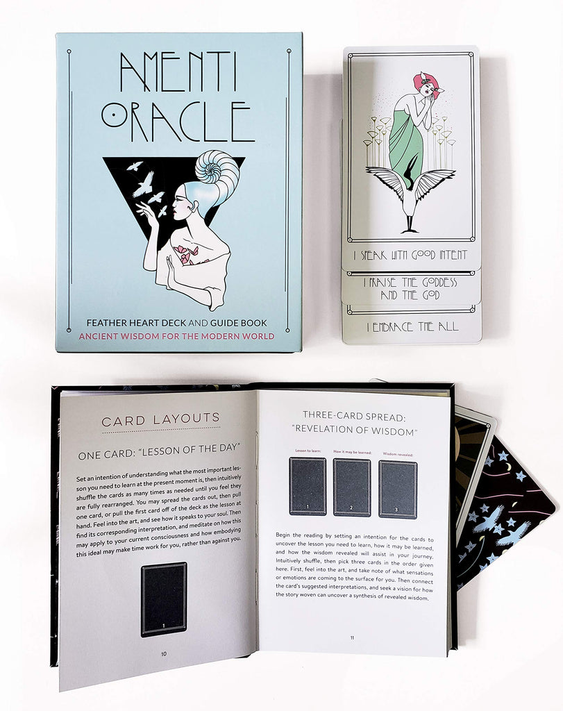 AMENTI ORACLE FEATHER HEART DECK AND GUIDEBOOK