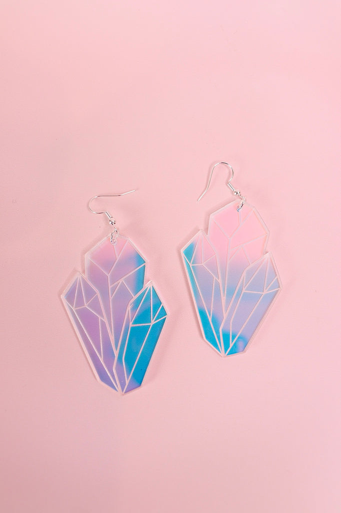 EARRINGS / / IRIDESCENT CRYSTAL CLUSTER