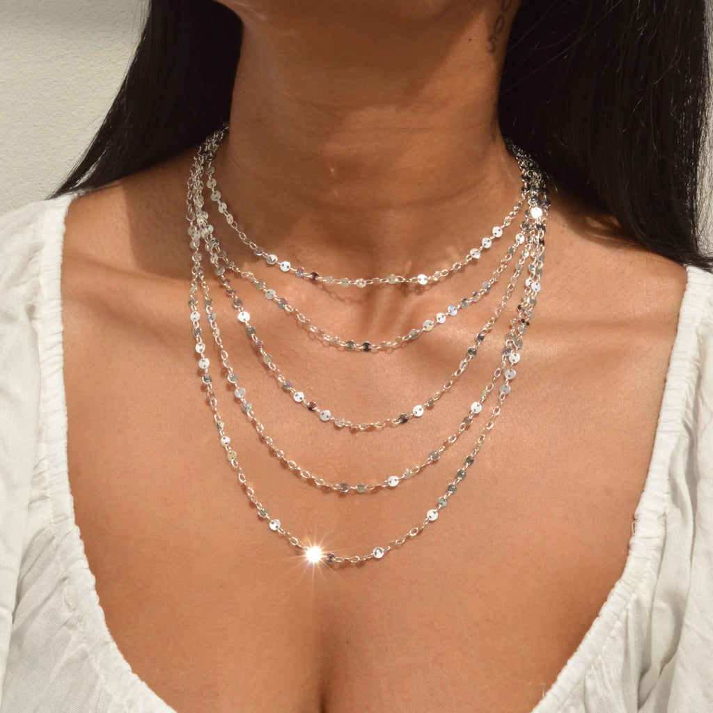 BOTANICAL H20 - ORACLE LAYERING CHAIN - SILVER - 14"