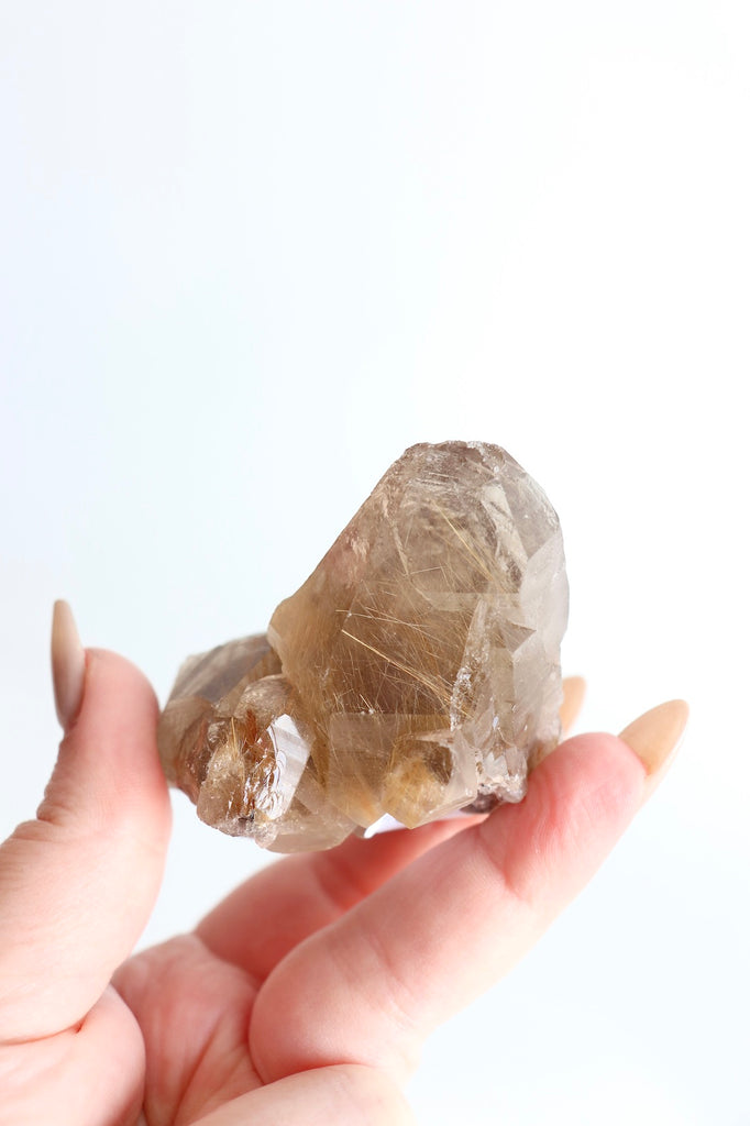 SMOKY QUARTZ CLUSTER / / WITH GOLDEN RUTILE INCLUSIONS #6