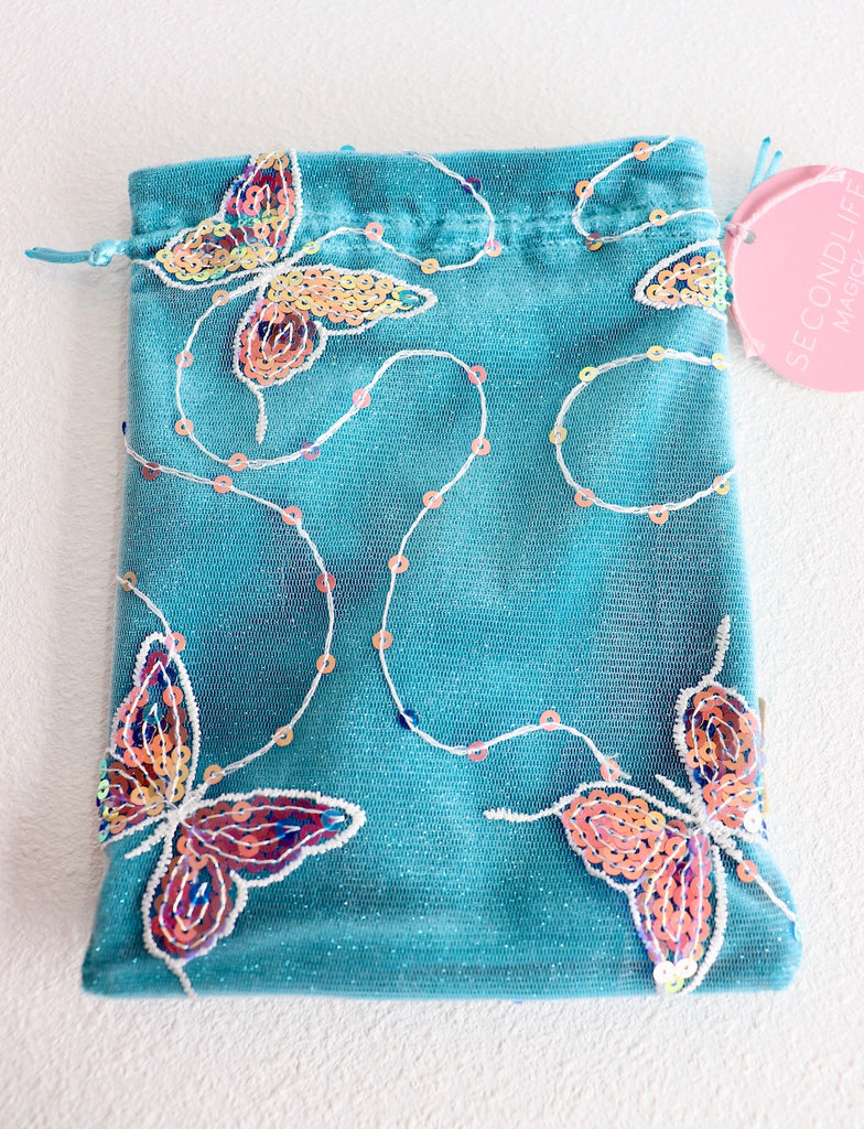 TEAL SEQUIN BUTTERFLY TAROT BAG / / LITTLE WITCH CO EXCLUSIVE
