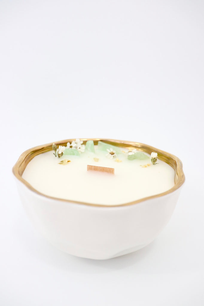 GREEN CALCITE CRYSTAL CANDLE / / LITTLE PINK FOX