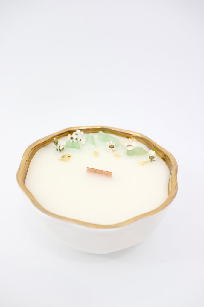 GREEN CALCITE CRYSTAL CANDLE / / LITTLE PINK FOX