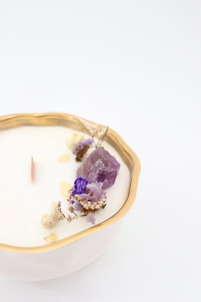 AMETHYST CRYSTAL CANDLE / / LITTLE PINK FOX